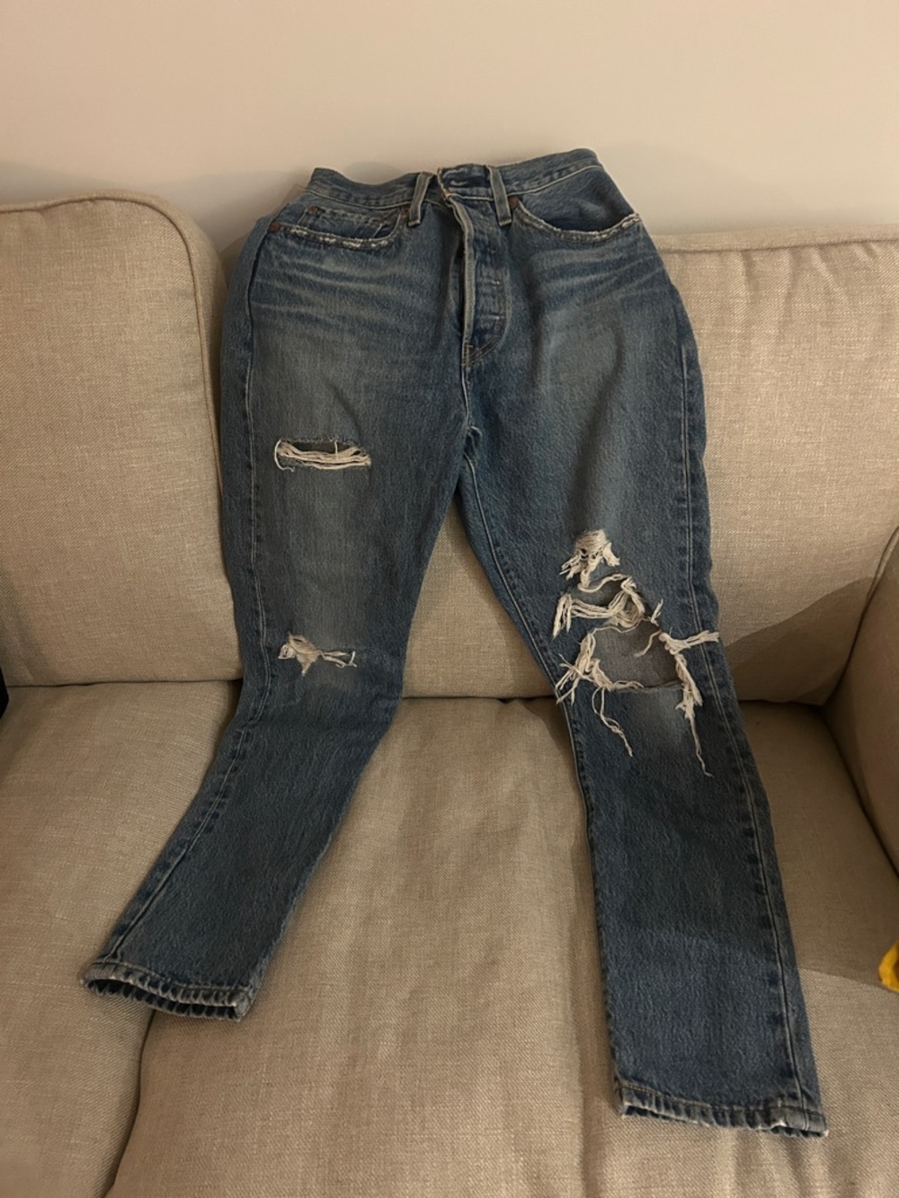 Levi's Distressed High-Rise 501 Jeans - Blue